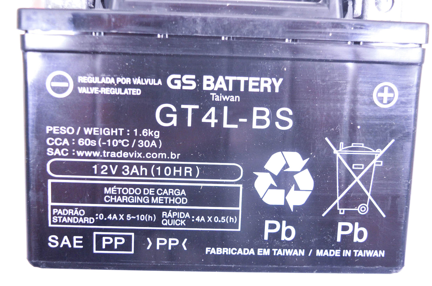 GS Battery GT4L-BS 12V 3Ah Battery Kit NOS