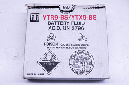 Yuasa ECR-0.40UN YTR9-BS YTX9-BS UN 2796 Battery Fluid Acid NOS