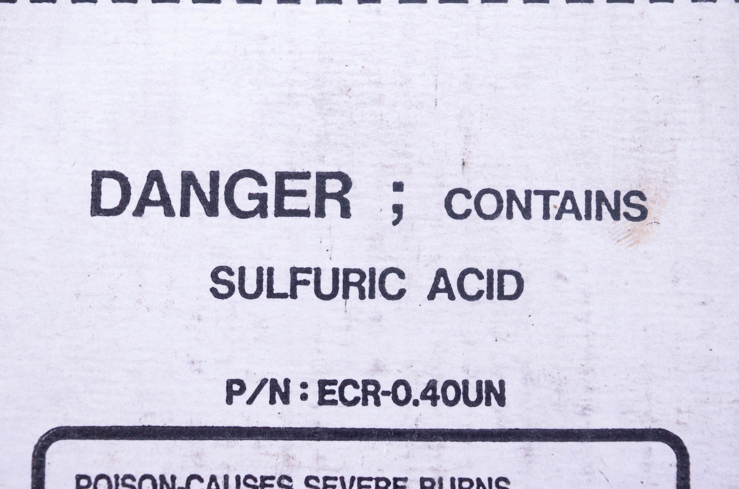 Yuasa ECR-0.40UN YTR9-BS YTX9-BS UN 2796 Battery Fluid Acid NOS
