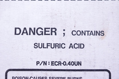 Yuasa ECR-0.40UN YTR9-BS YTX9-BS UN 2796 Battery Fluid Acid NOS