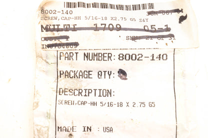 New OEM Arctic Cat 8002-140 Hex Head Cap Screw 5/16-18 X2.75 NOS