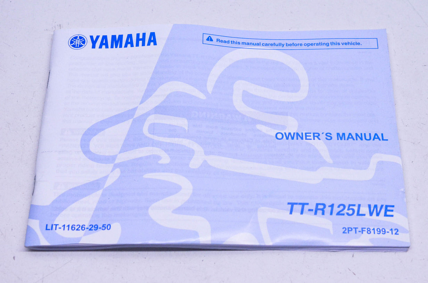 New OEM Yamaha LIT-11626-29-50 2016 TT-R125LWE Owner's Manual NOS