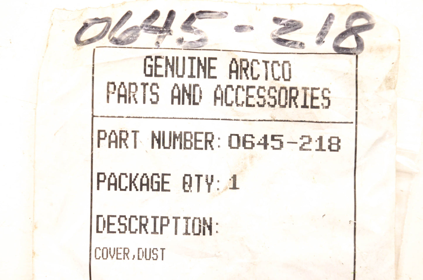 New OEM Arctic Cat 0645-218 Dust Cover NOS