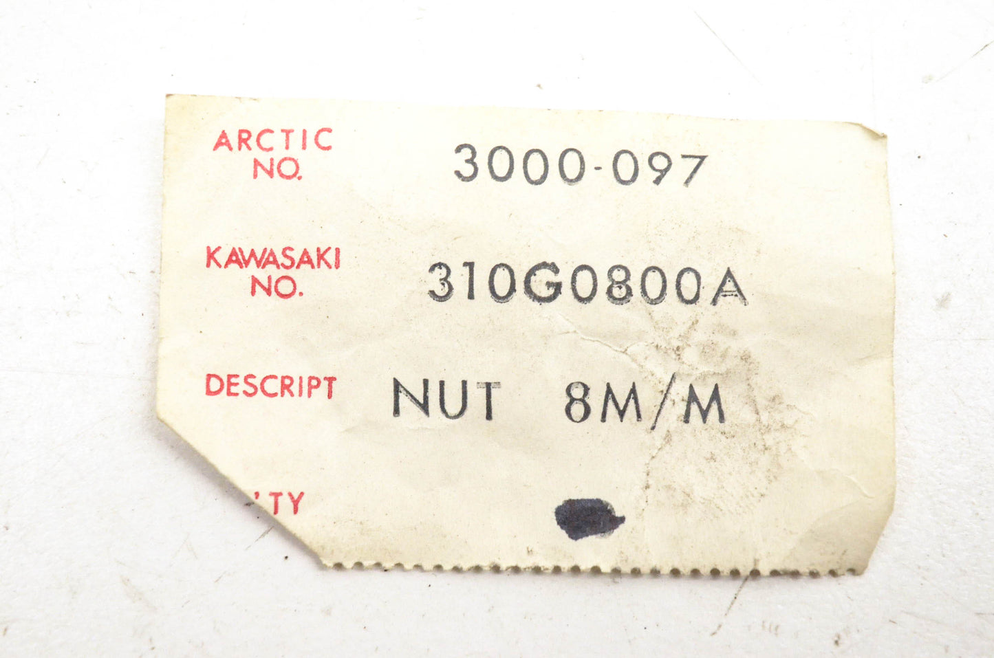 New OEM Arctic Cat 3000-097, 310G0800A Nuts 8mm Qty 2 NOS