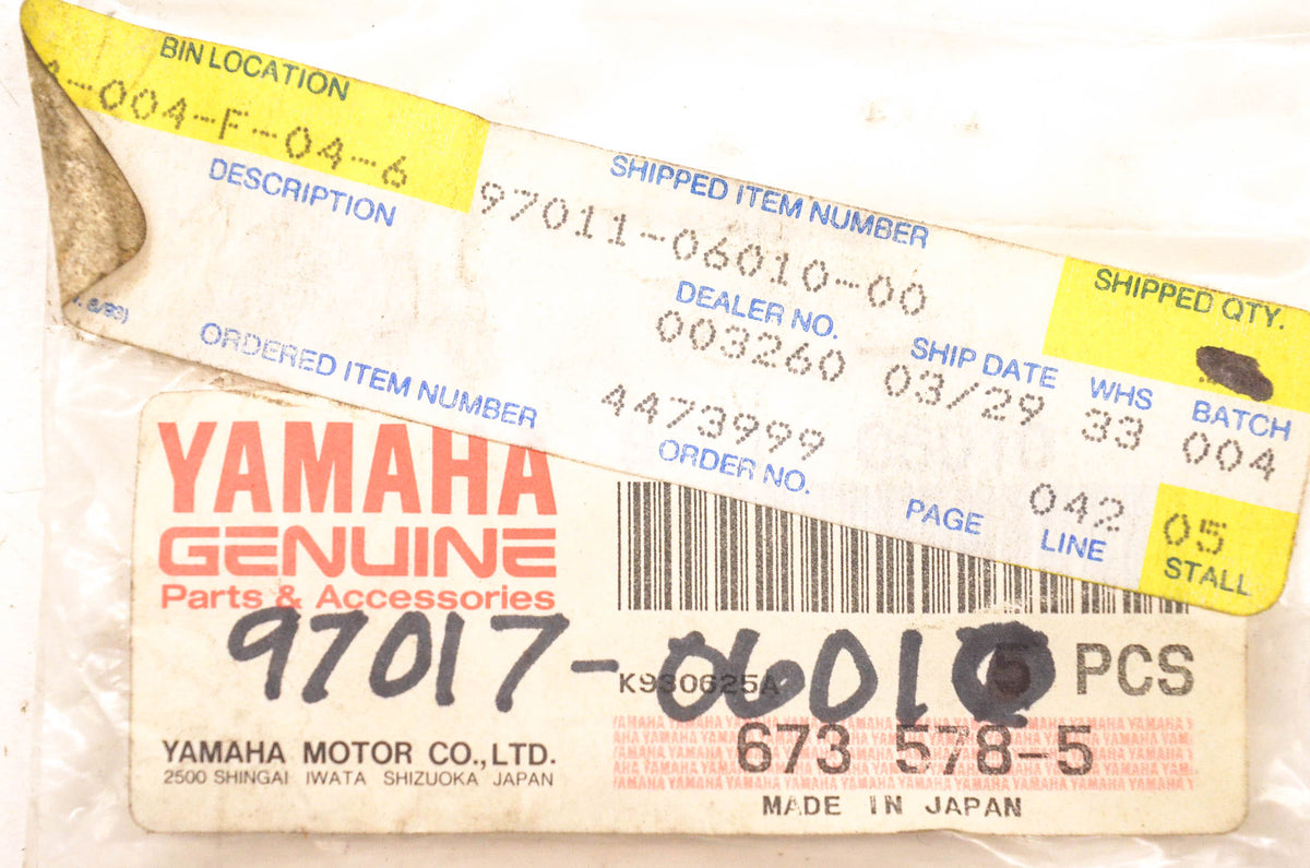New OEM Yamaha 97017-06010-00 Bolt (3JP) 1995-2012 VMX12 YFM7R Qty 5 NOS, 97011-06010