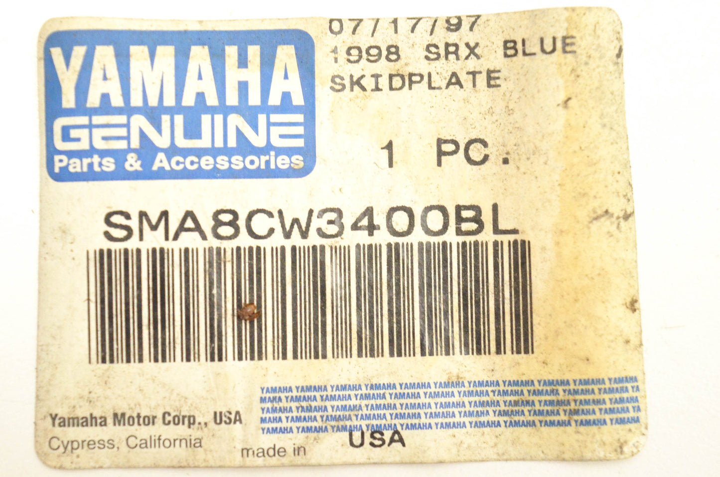 New OEM Yamaha SMA8CW3400BL Blue Skid Plate Kit NOS