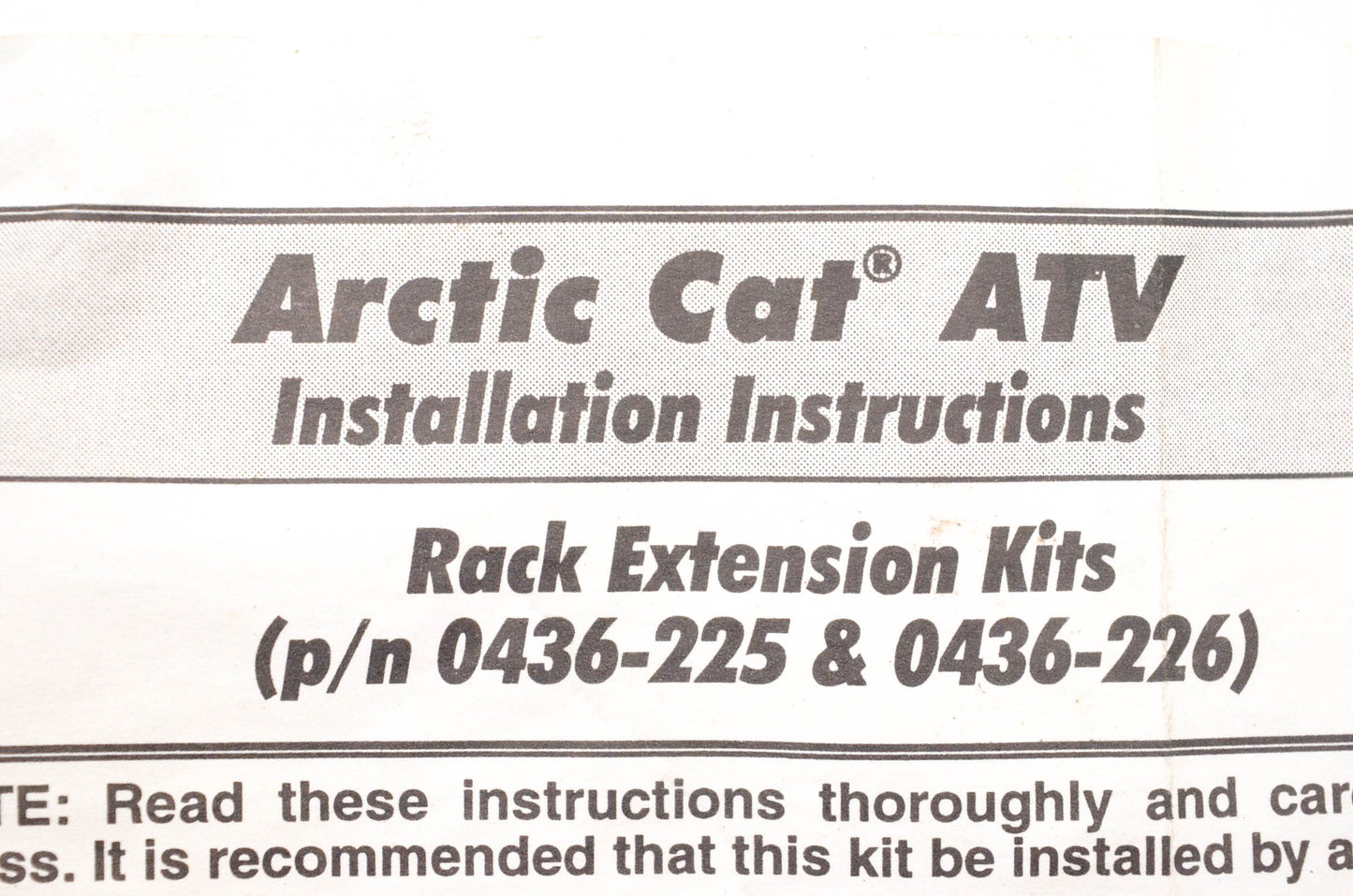 New OEM Arctic Cat 0436-226 ATV Rack Extension Hardware Kit NOS