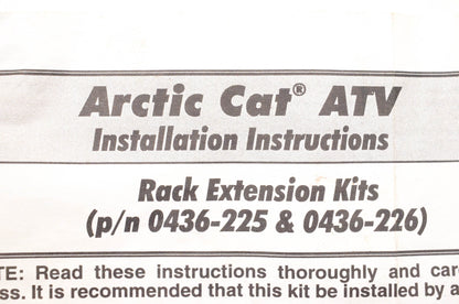 New OEM Arctic Cat 0436-226 ATV Rack Extension Hardware Kit NOS