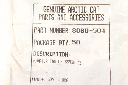 New OEM Arctic Cat 8060-504 Rivets Qty 50 NOS
