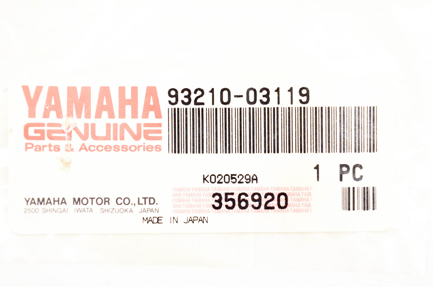 New OEM Yamaha 93210-03119-00 O Ring NOS