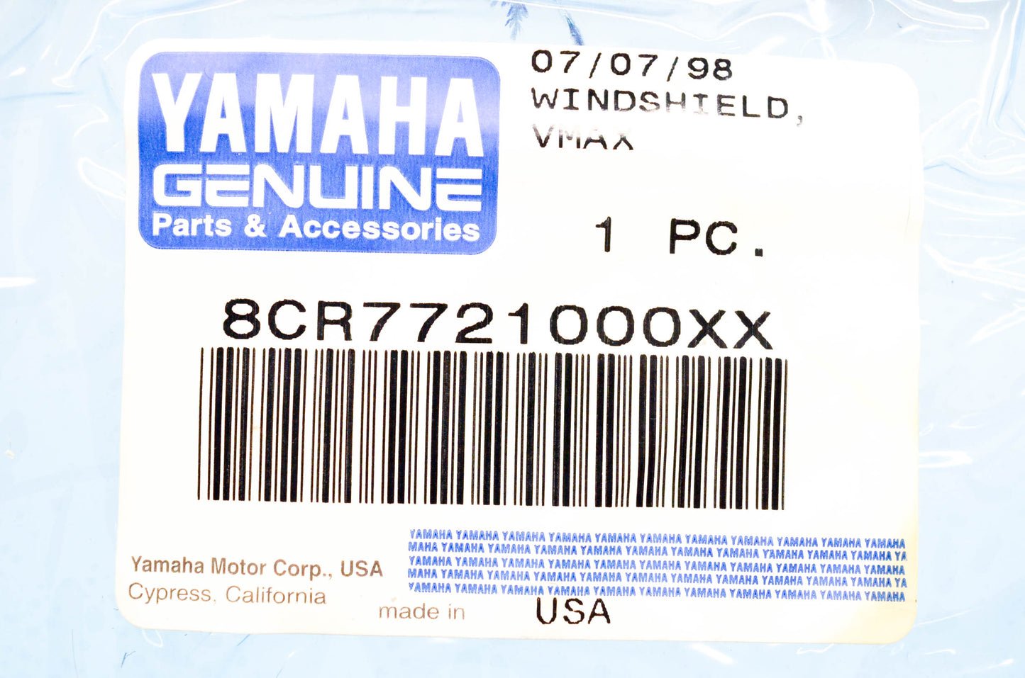 New OEM Yamaha 8CR-77210-00-XX Windscreen NOS