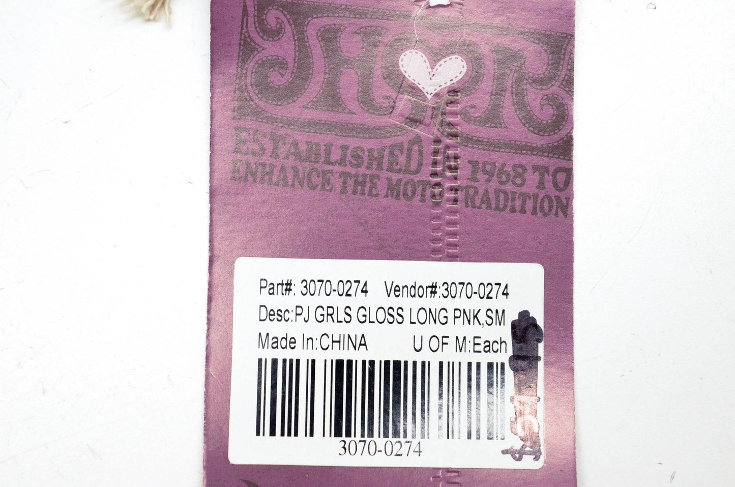 Thor 3070-0274 Pink Small Girls Pajama Gloss Long Sleeve Top & Bottom NOS