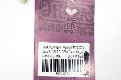 Thor 3070-0274 Pink Small Girls Pajama Gloss Long Sleeve Top & Bottom NOS