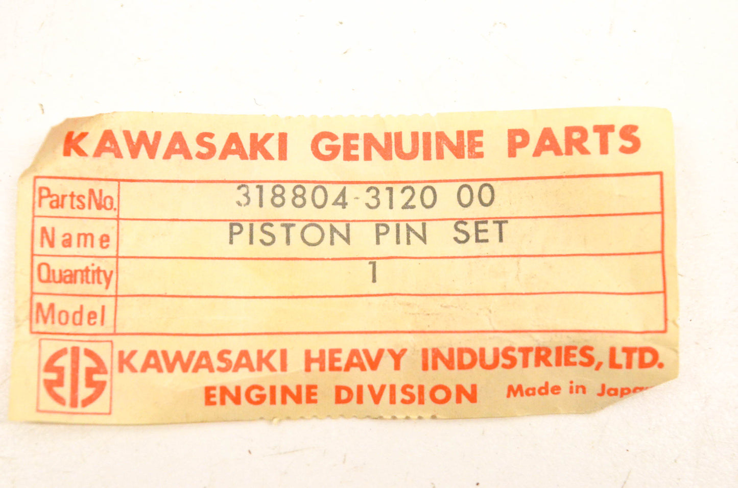 New OEM Kawasaki 318804-3120-00, 3000-677 Piston Pin With Bearing NOS
