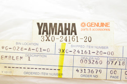 New OEM Yamaha 3X0-24161-20-00 Emblem NOS
