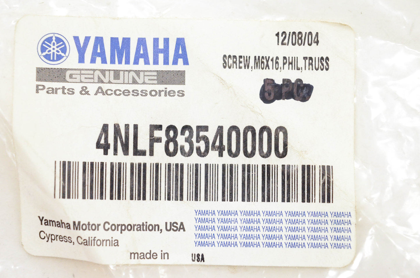 New OEM Yamaha 4NL-F8354-00-00 Truss Screw NOS