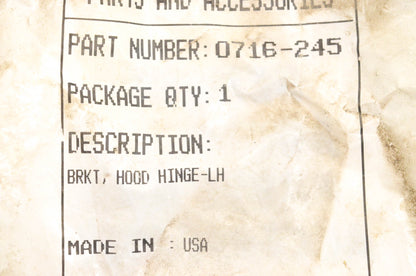 New OEM Arctic Cat 0716-245 Lefthand Hood Hinge Bracket NOS