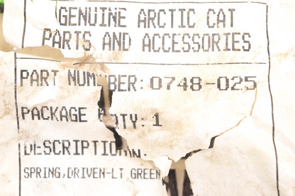 New OEM Arctic Cat 0748-025 Lefthand Green Driven Clutch Spring NOS