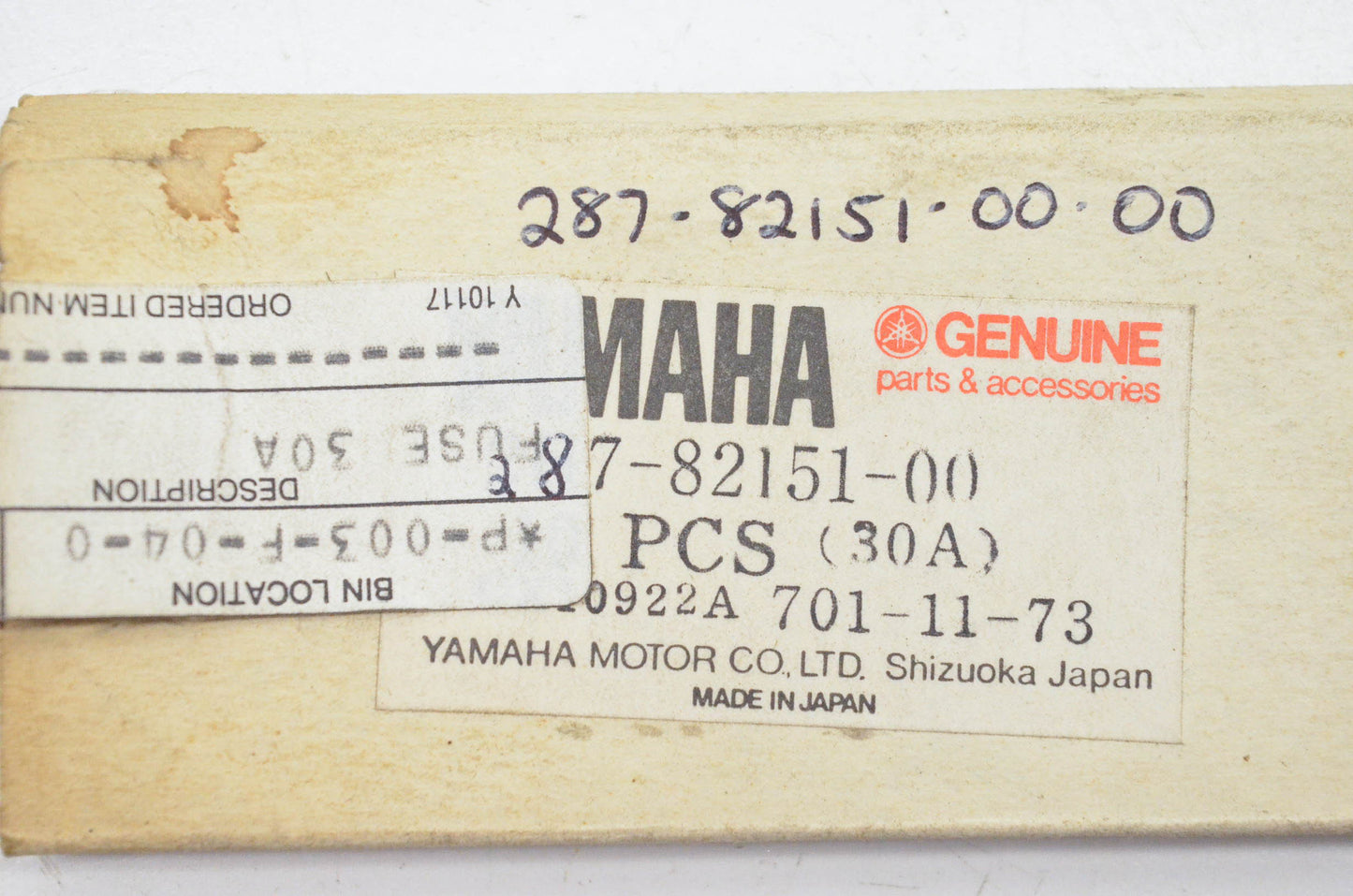 New OEM Yamaha 287-82151-00-00 12v 30amp Fuses Qty 3 NOS