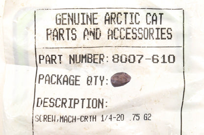 New OEM Arctic Cat 8007-610 Machine Screws Qty 3 NOS