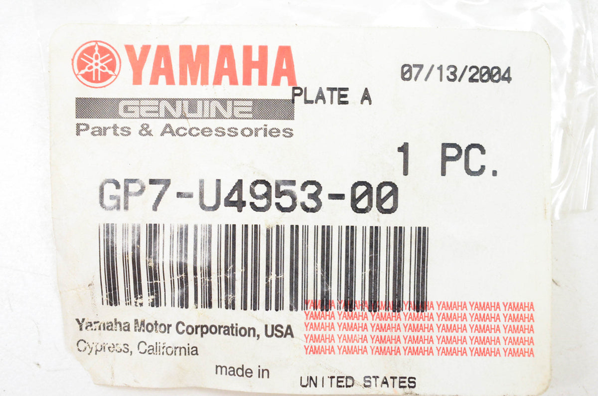 New OEM Yamaha GP7-U4953-00-00 Plate A YMUS NOS