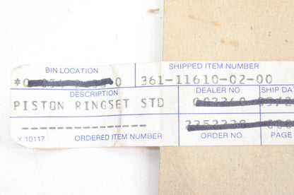 New OEM Yamaha 361-11610-02-00 Piston Ring Kit Std NOS