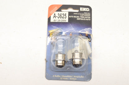 Eiko A-3625-BP Headlamp Bulbs 6v25/25w Qty 2 NOS