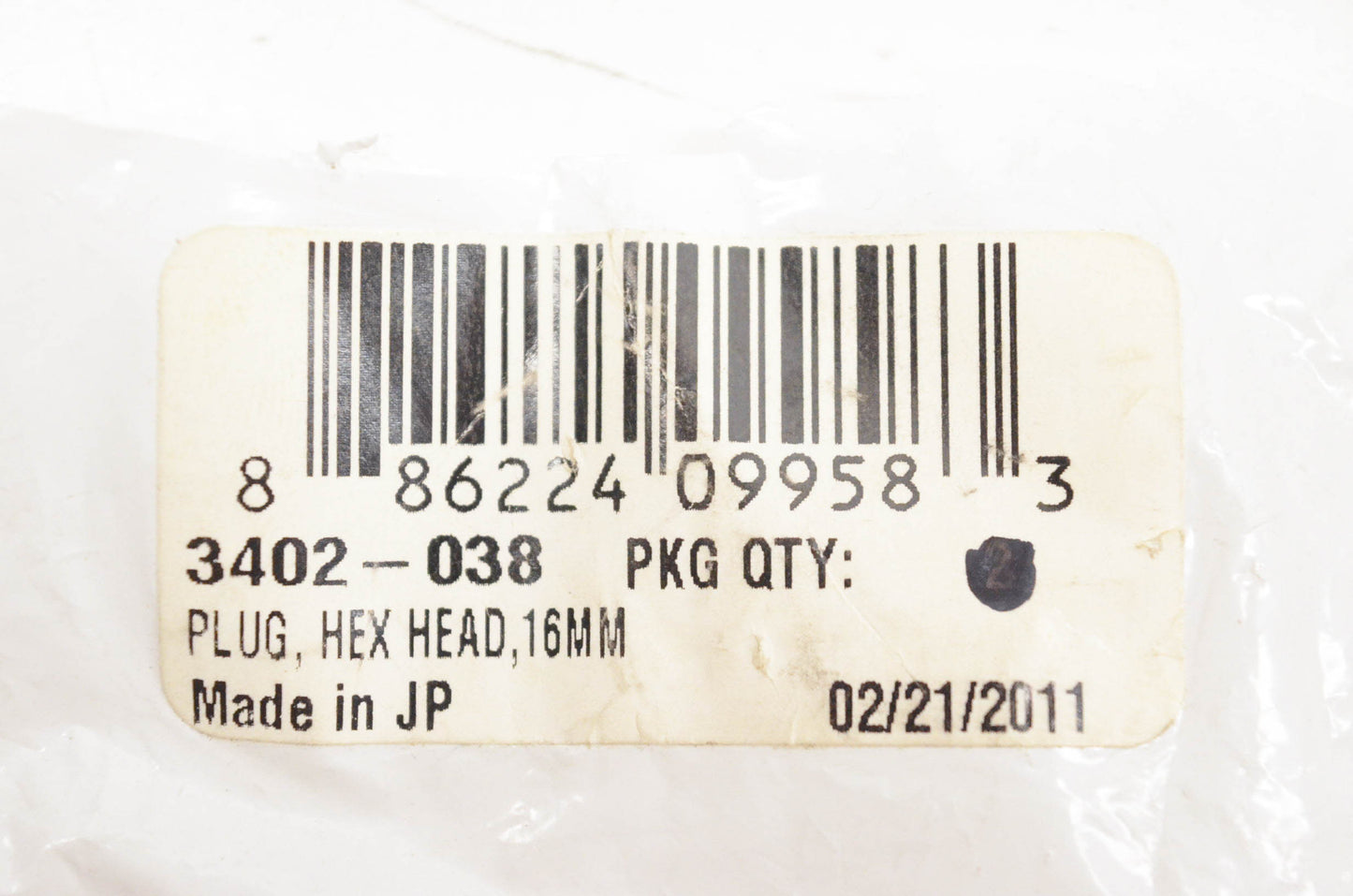 New OEM Arctic Cat 3402-038 Hex Head 16mm Plug NOS