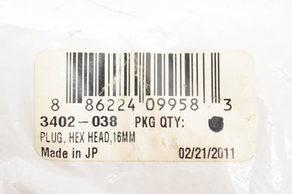 New OEM Arctic Cat 3402-038 Hex Head 16mm Plug NOS