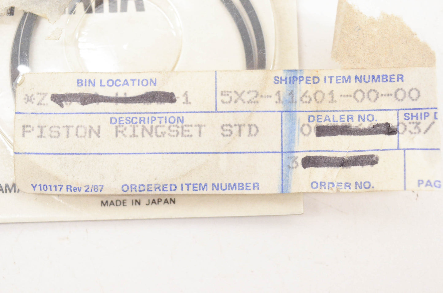 New OEM Yamaha 5X2-11601-00-00 Piston Ring Kit NOS