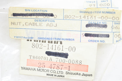 New OEM Yamaha 802-14161-00-00 Cable Adjusting Nut Qty 2 NOS