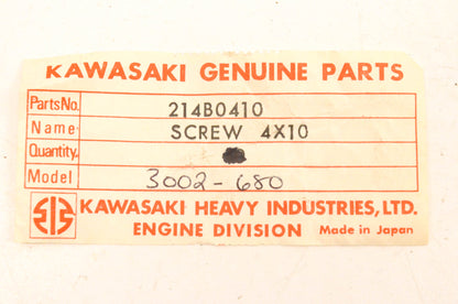 New OEM Kawasaki 214B0410, 3002-680 Screws 4x10 Qty 2 NOS