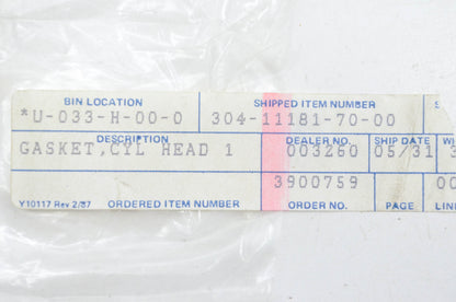 New OEM Yamaha 304-11181-70-00 Cylinder Head Gasket NOS