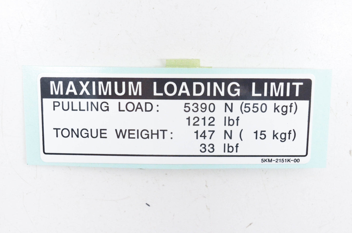 New OEM Yamaha 5KM-2151K-00-00 Load Limit Decal NOS