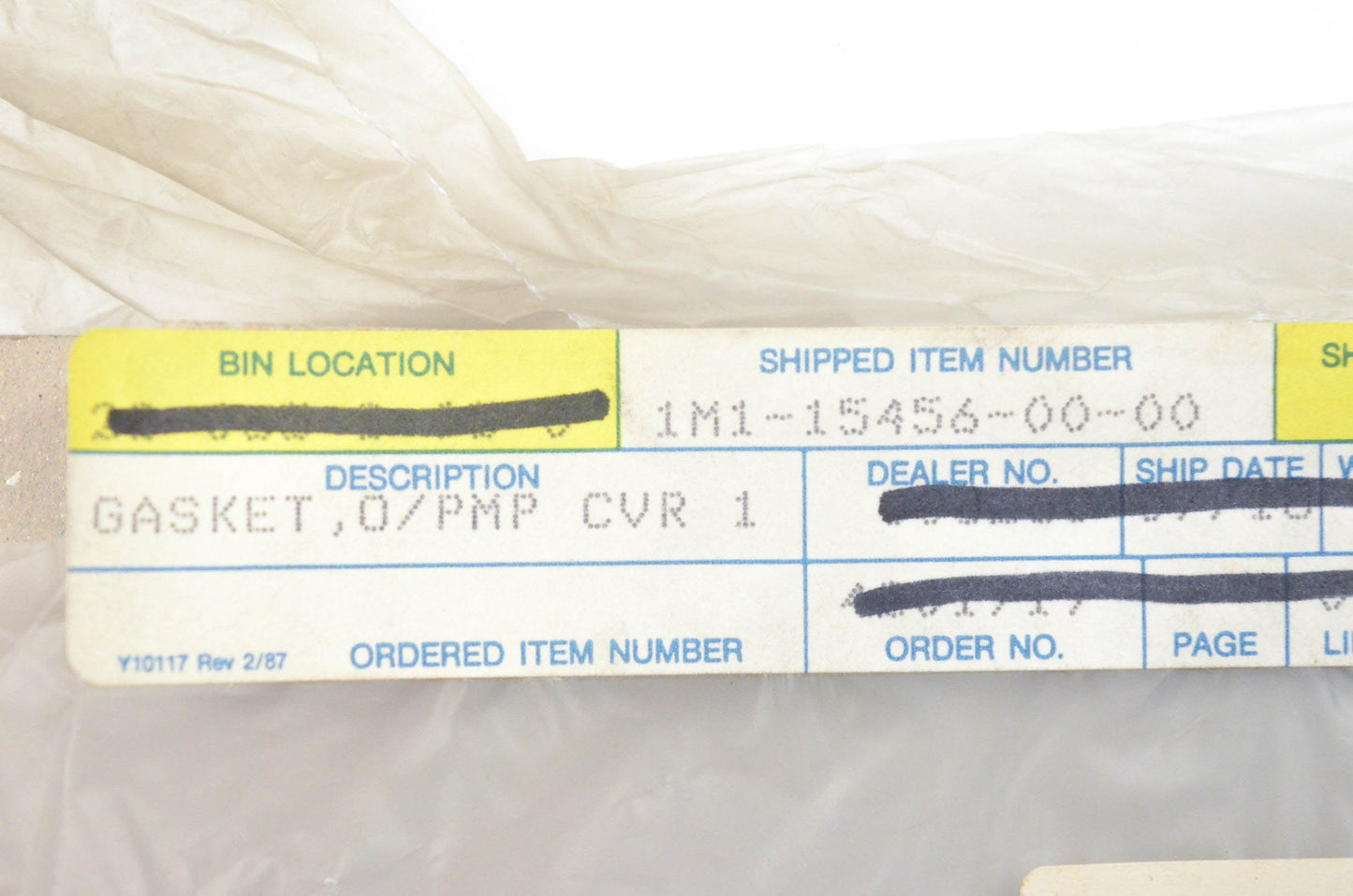 New OEM Yamaha 1M1-15456-00-00 Oil Pump Cover Gasket NOS