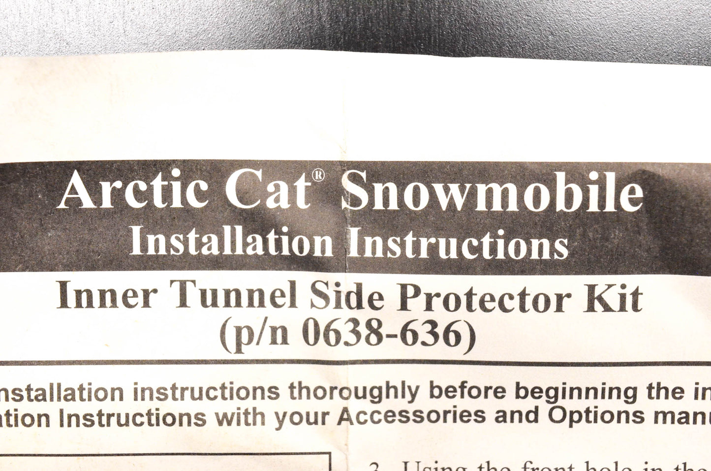New OEM Arctic Cat 0638-636 Inner Tunnel Protector Kit NOS
