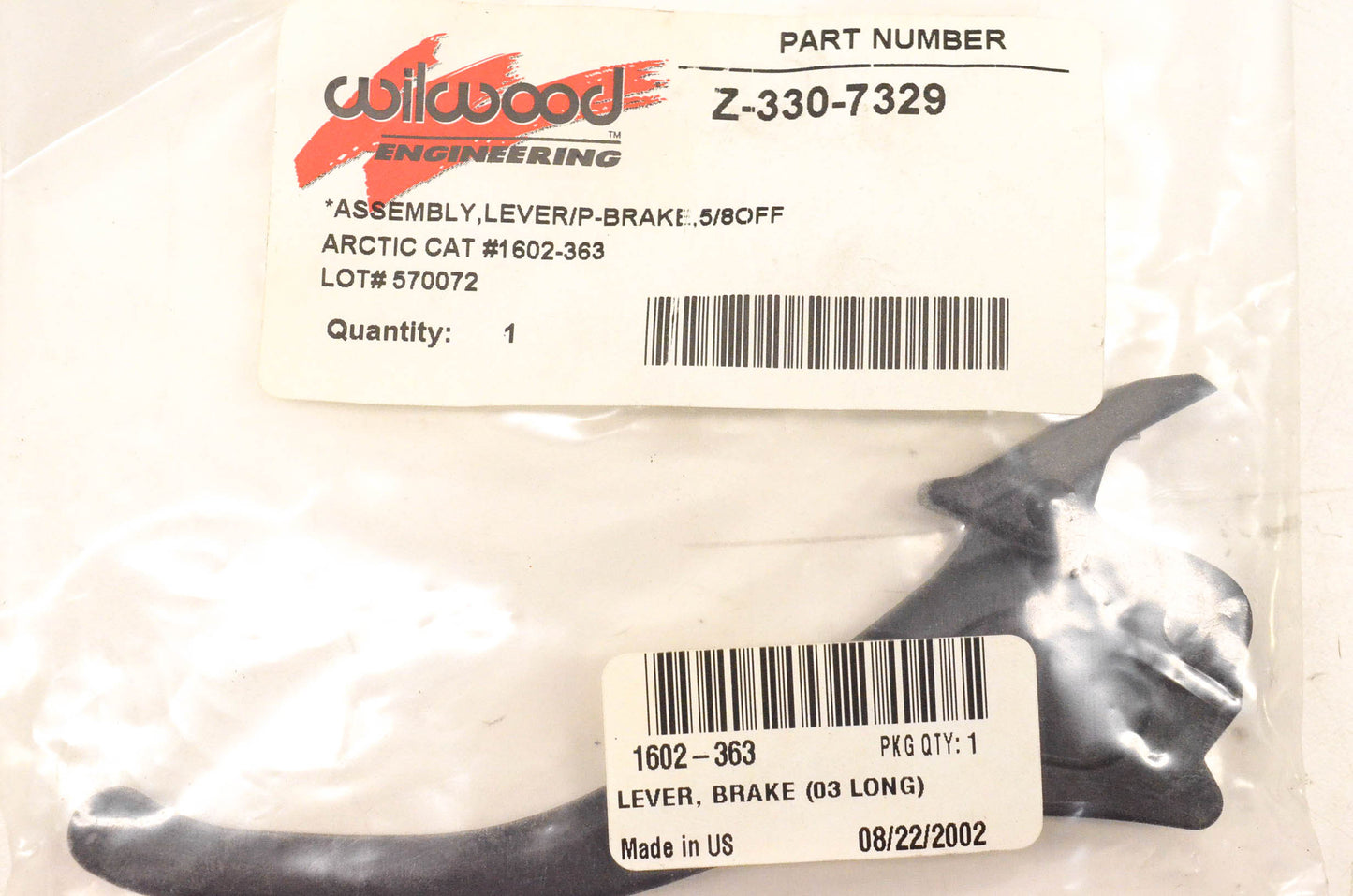 Wildwood Z-330-7329, 1602-363 Brake Lever NOS