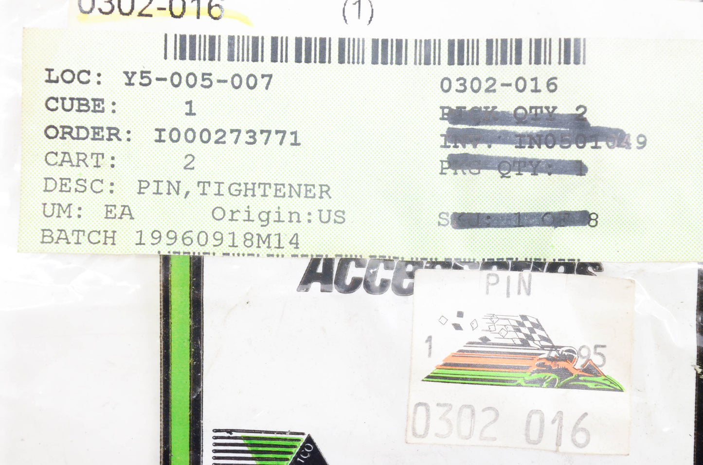 New OEM Arctic Cat 0302-016 Black Tightener Pin NOS