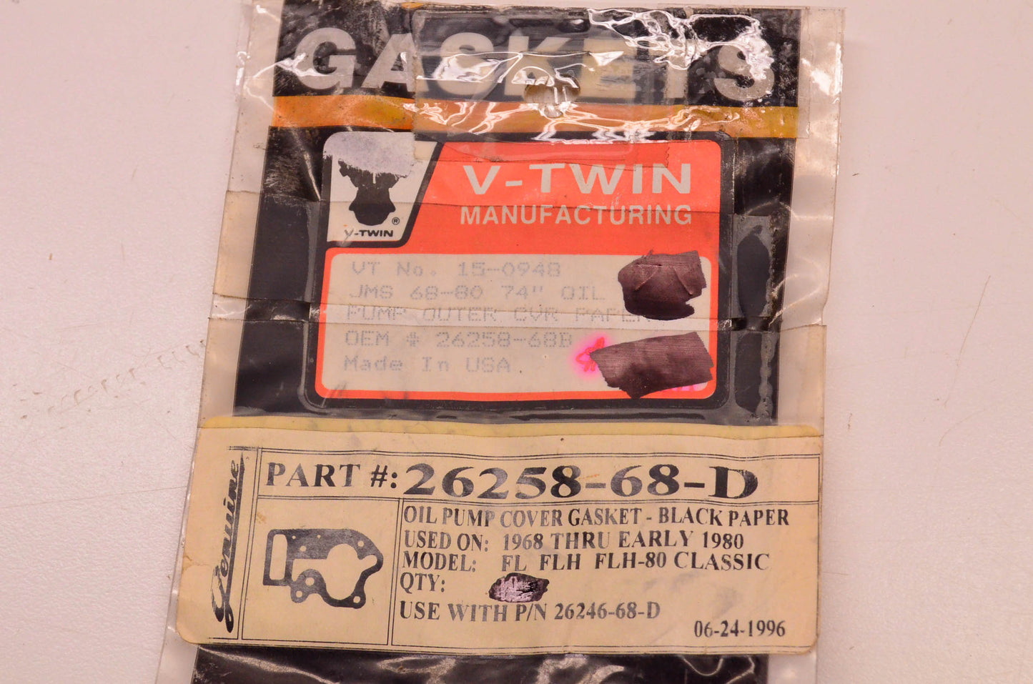 James Gaskets 26258-68-D, 26258-68B Oil Pump Cover Gasket NOS