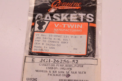 James Gaskets JGI-26256-52, 26256-52 Oil Pump Gasket NOS