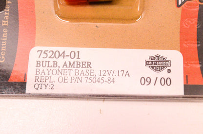 New OEM Harley-Davidson 75204-01, 75045-84 Bayonet Base Bulb Amber 12V/.17A NOS