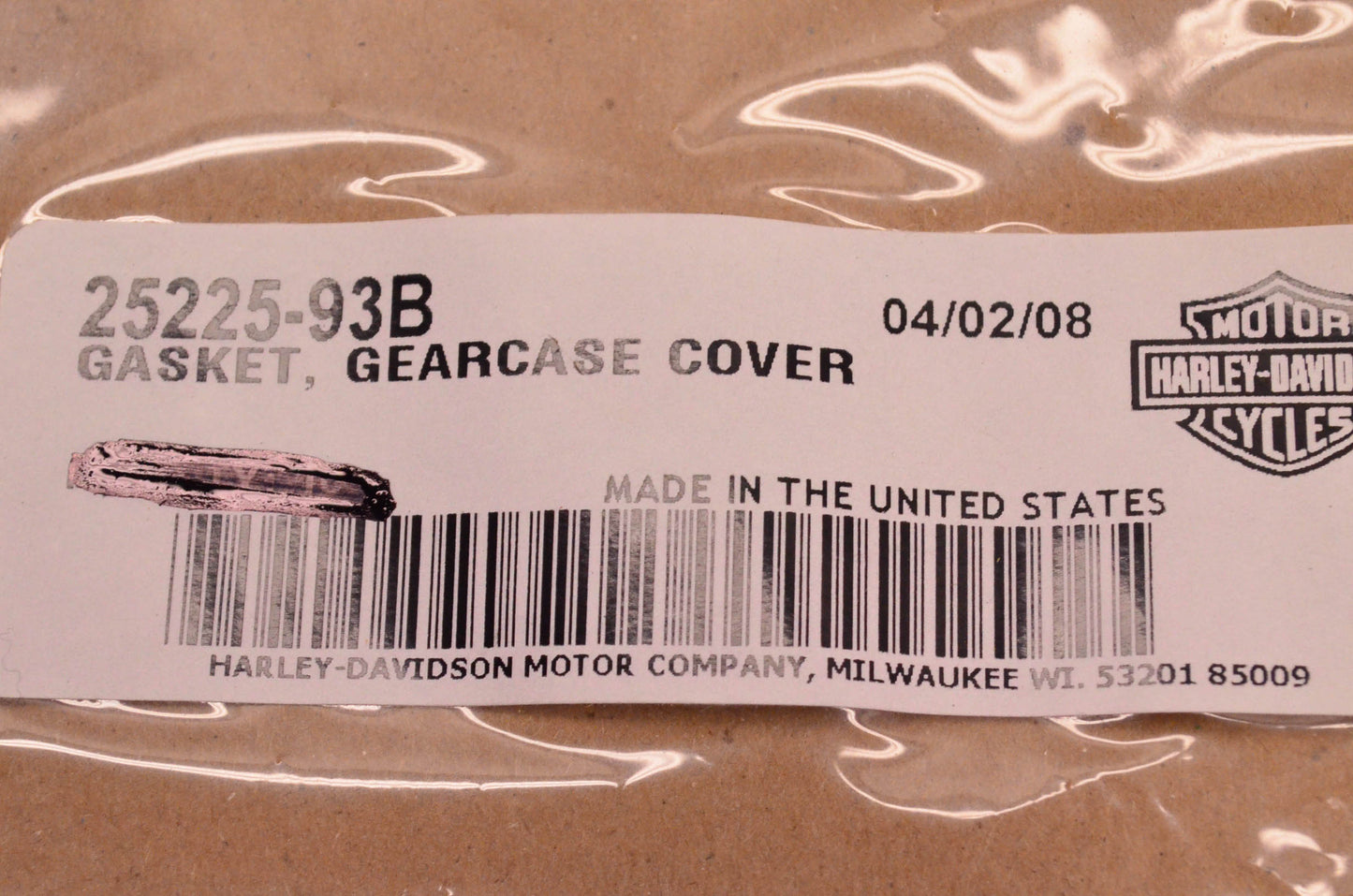 New OEM Harley-Davidson 25225-93B Gearcase Cover Gasket NOS