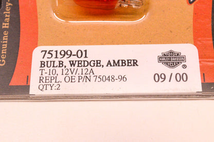 New OEM Harley-Davidson 75199-01 Wedge Bulb Amber T-10 12V/.12A NOS