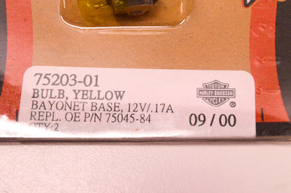 New OEM Harley-Davidson 75203-01 Bayonet Base Bulb Yellow 12V/.17A NOS
