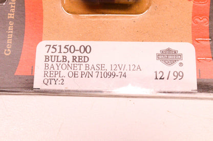 New OEM Harley-Davidson 75150-00 Bayonet Base Bulb Red 12V/.12A NOS
