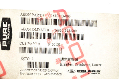 New OEM Polaris 0450133, 11610113-000 Crankcase Breather NOS