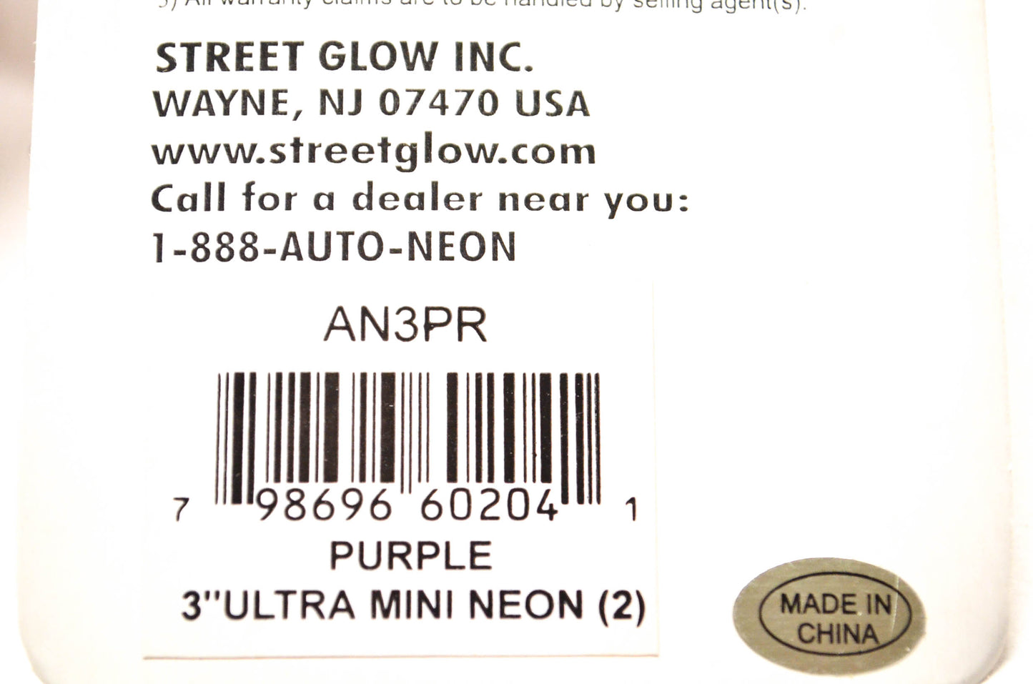 Street Glow AN3PR Neon Accent Kit Purple NOS