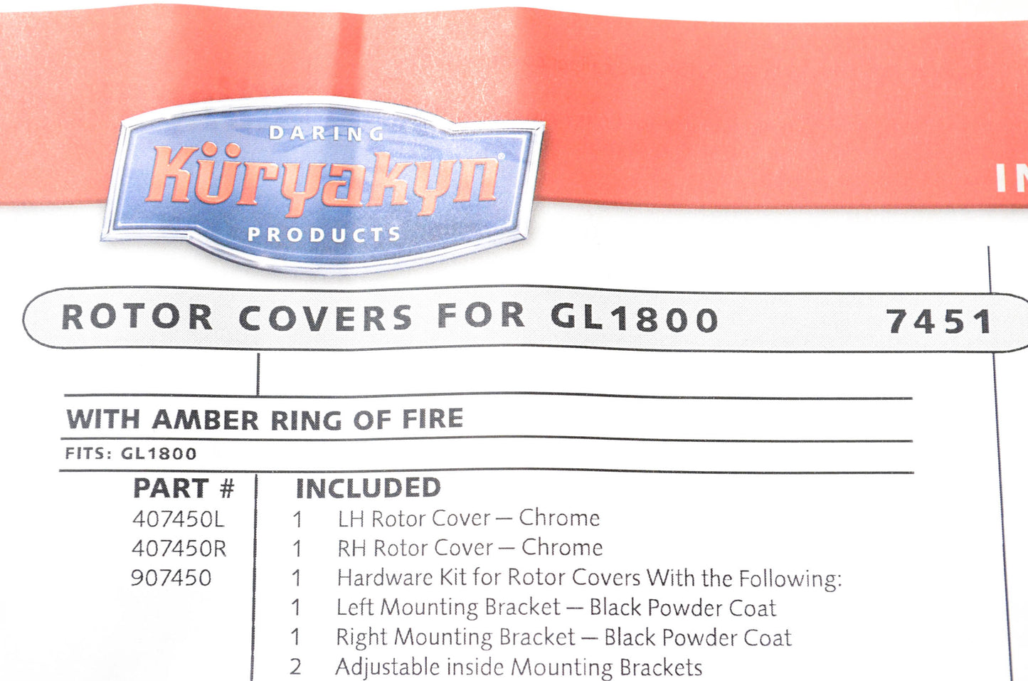 Kuryakyn 7451 Rotor Cover Kit with LED Ring NOS