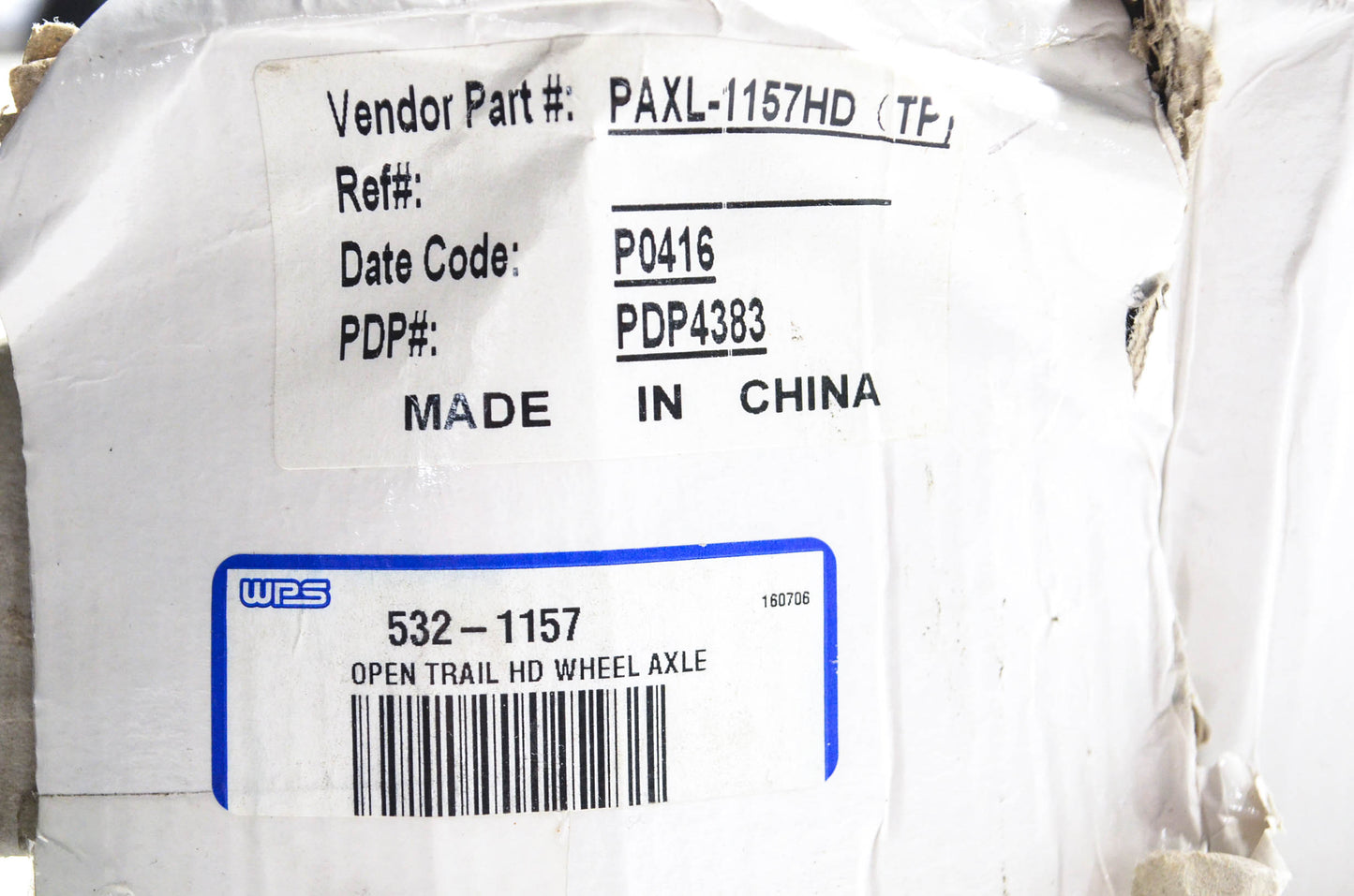 WPS 532-1157 Open Trail Wheel Axle NOS