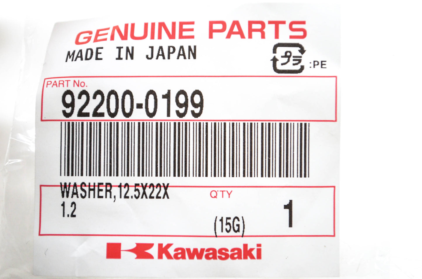 New OEM Kawasaki 92200-0199 Washer NOS